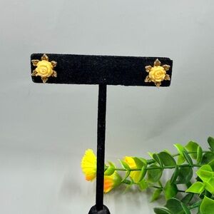 Vintage Ivory Rose Stud Earrings